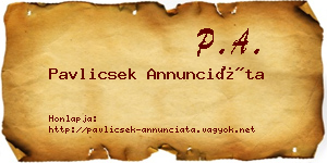 Pavlicsek Annunciáta névjegykártya